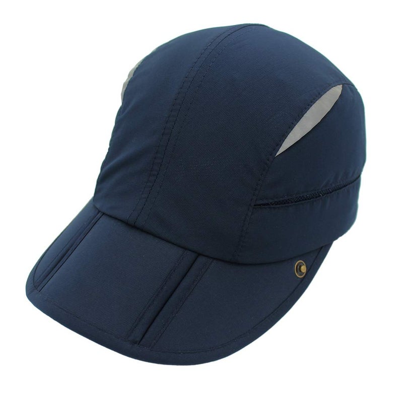 LLmoway Men Sun Caps Flap Hats Quick Dry Breathable Baseball Cap UV Protection Fishing Cap Navy Blue - Image 3